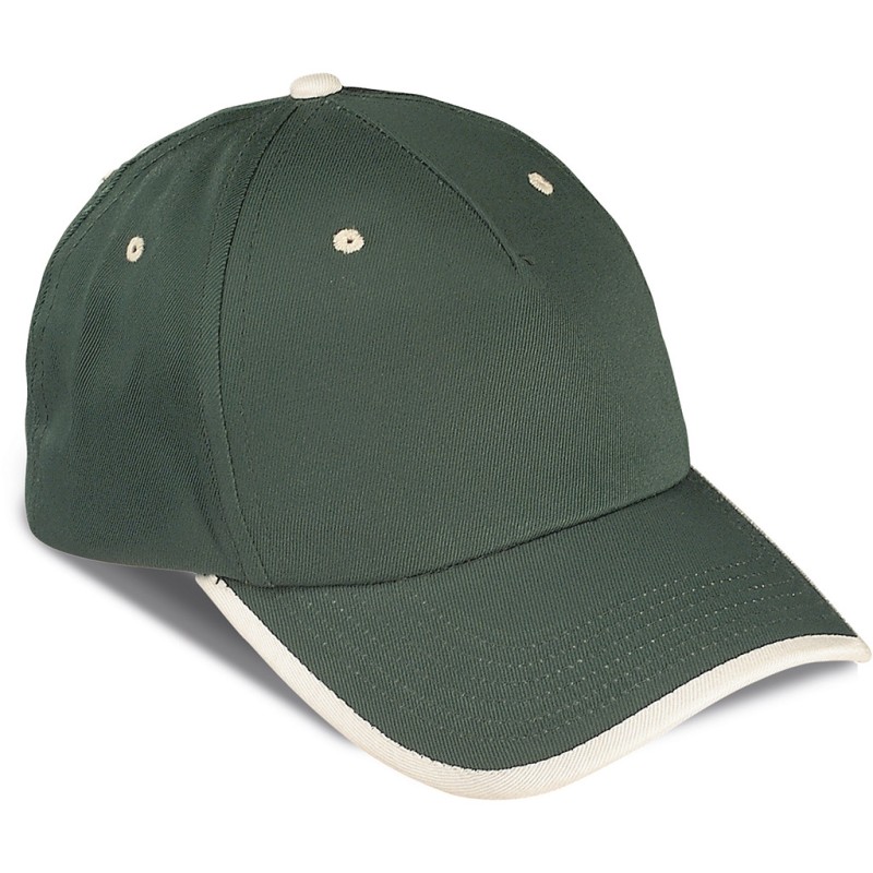 Cappellino 5 pannelli verde/natural personalizzato K18041VI/NT