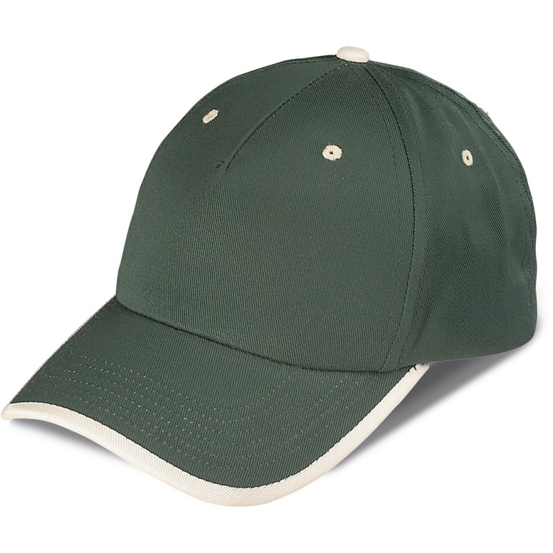 Cappellino 5 pannelli verde/natural personalizzato K18041VI/NT