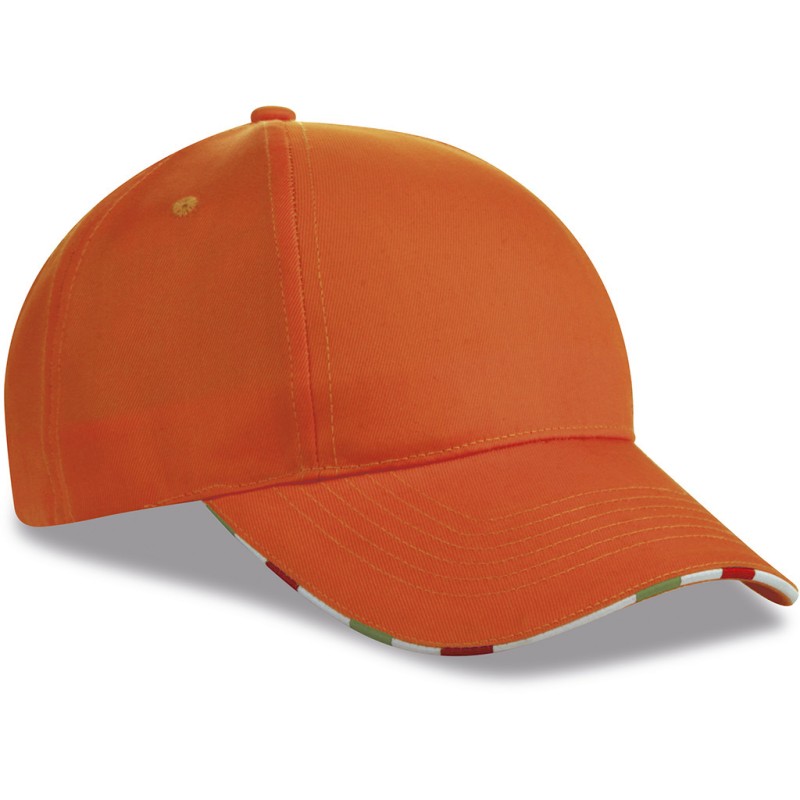Cappellino 6 pannelli arancione personalizzato K18142A