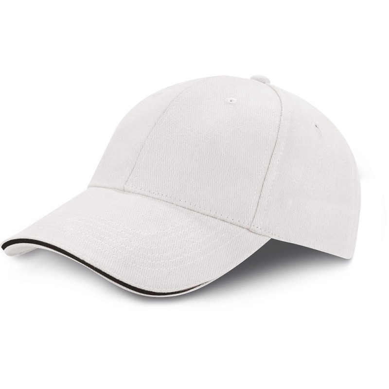 Cappellino 6 pannelli bianco/nero personalizzato K18065B/N