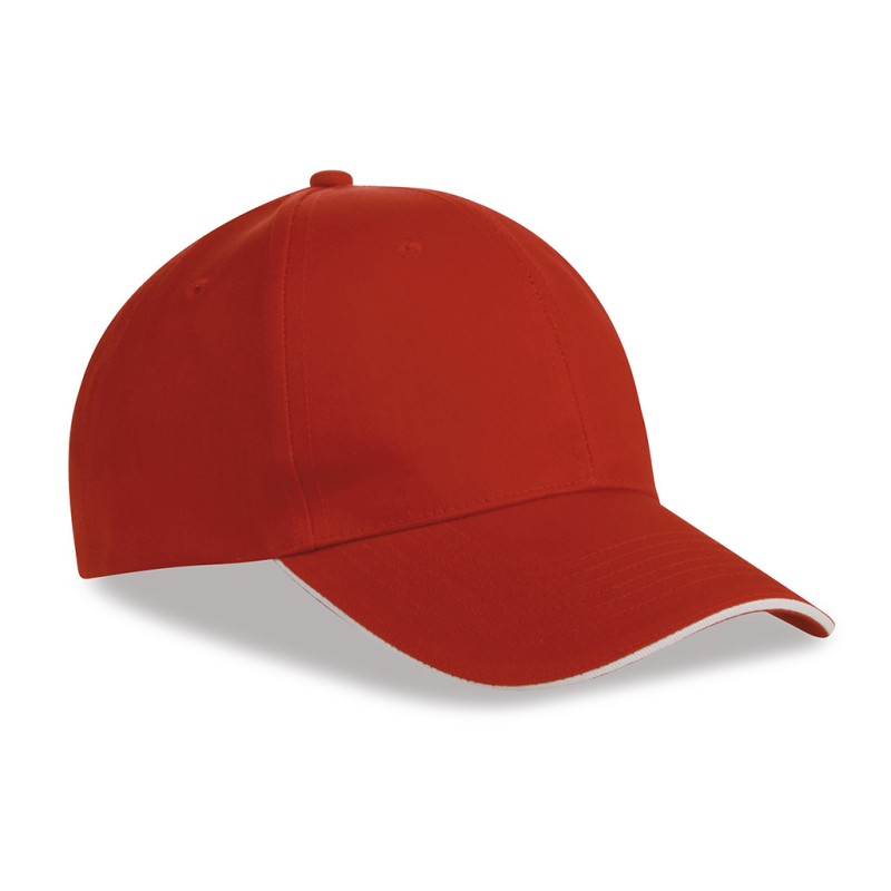 Cappellino 6 pannelli rosso personalizzato K18064R