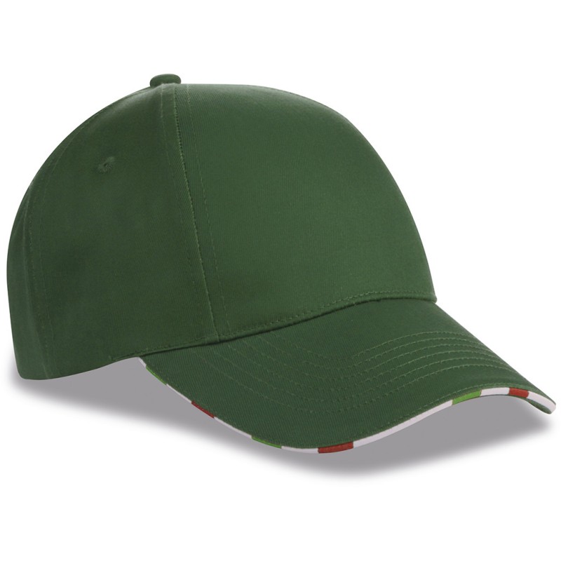 Cappellino 6 pannelli verde inglese personalizzato K18142VI