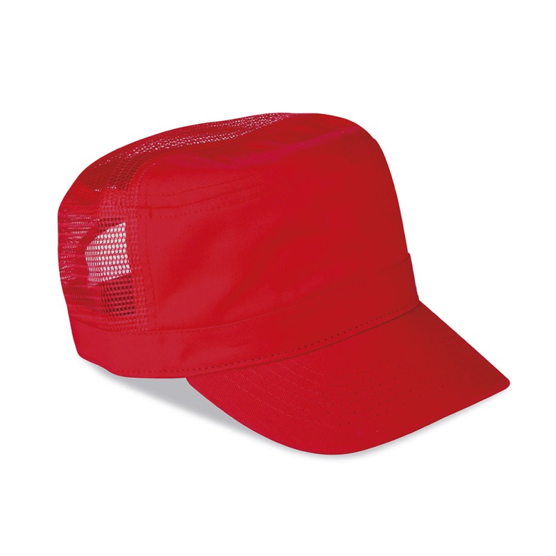 Cappellino militare mesh in cotone e poliestere rosso personalizzato K18056R