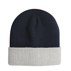 Cappellino zuccotto in acrilico blu navy/grigio personalizzato K18070NY/GR
