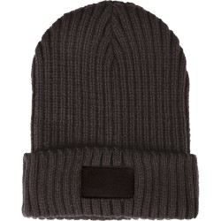Cappellino zuccotto in acrilico con targhetta grigio personalizzato K18114GR