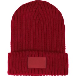 Cappellino zuccotto in acrilico con targhetta rosso personalizzato K18114R