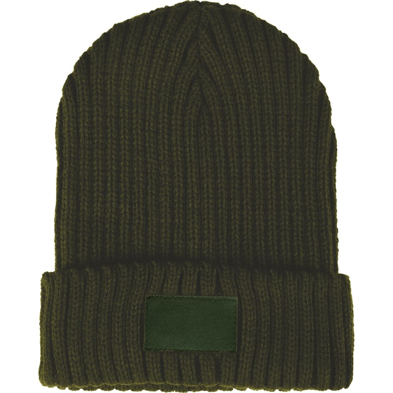 Cappellino zuccotto in acrilico con targhetta verde militare personalizzato K18114VM