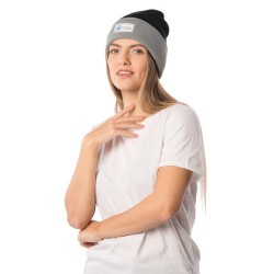 Cappellino zuccotto in acrilico nero/grigio personalizzato K18070N/GR