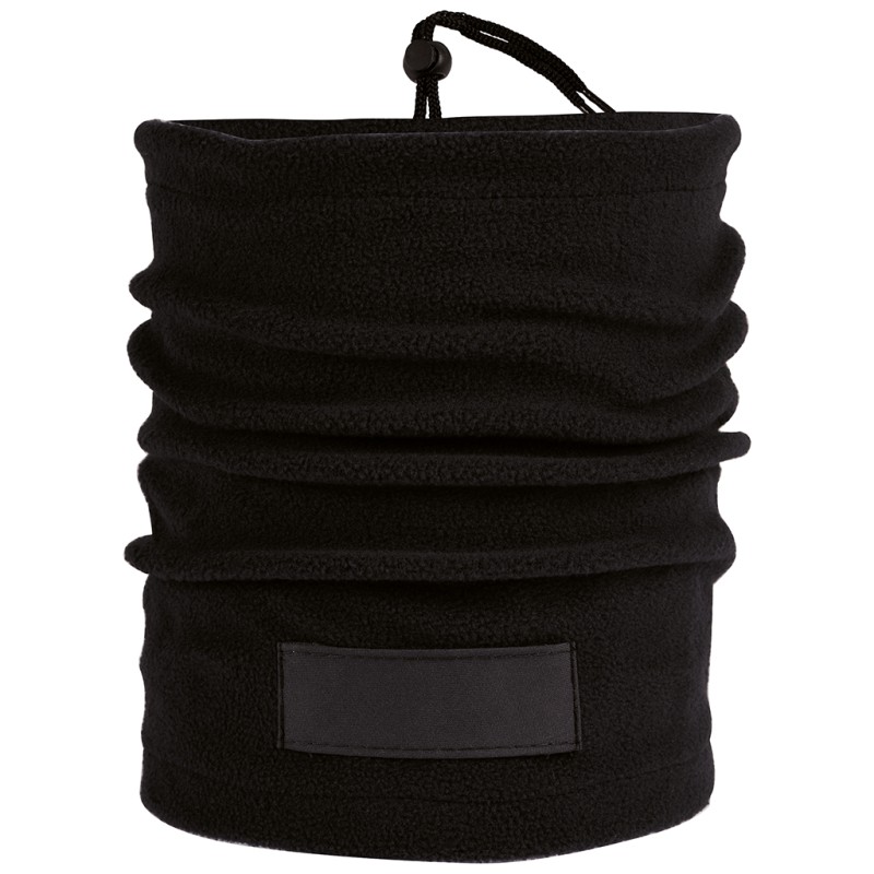 Fascia multiuso in pile con targhetta in poliestere nero personalizzato K18112N