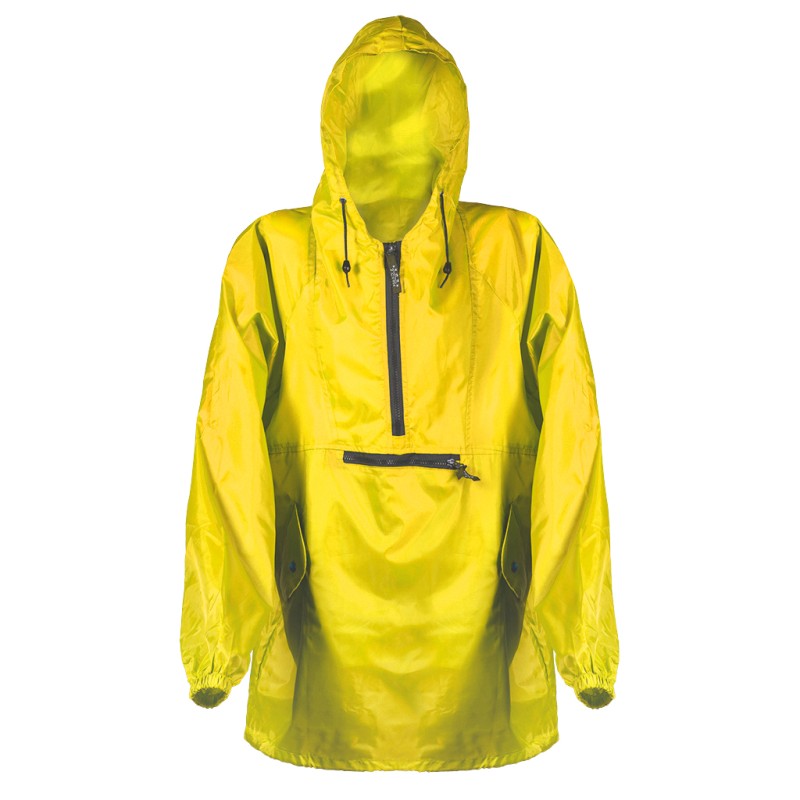 Giacca antipioggia con sacchetto in poliestere gialla personalizzata K18503G