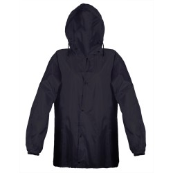 Giacca antipioggia in poliestere blu navy personalizzata K18518NY