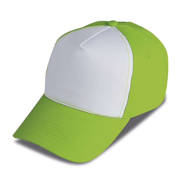 Cappellino golf 5 pannelli verde acido personalizzato K18015VA