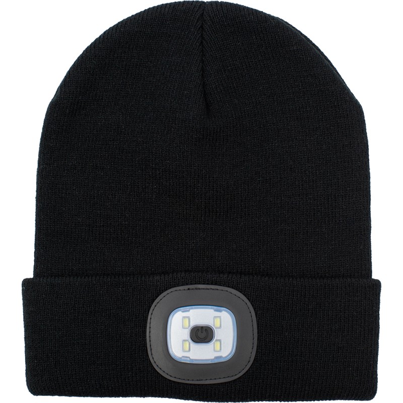 Cappellino zuccotto con luce cob in acrilico nero personalizzato K18027N