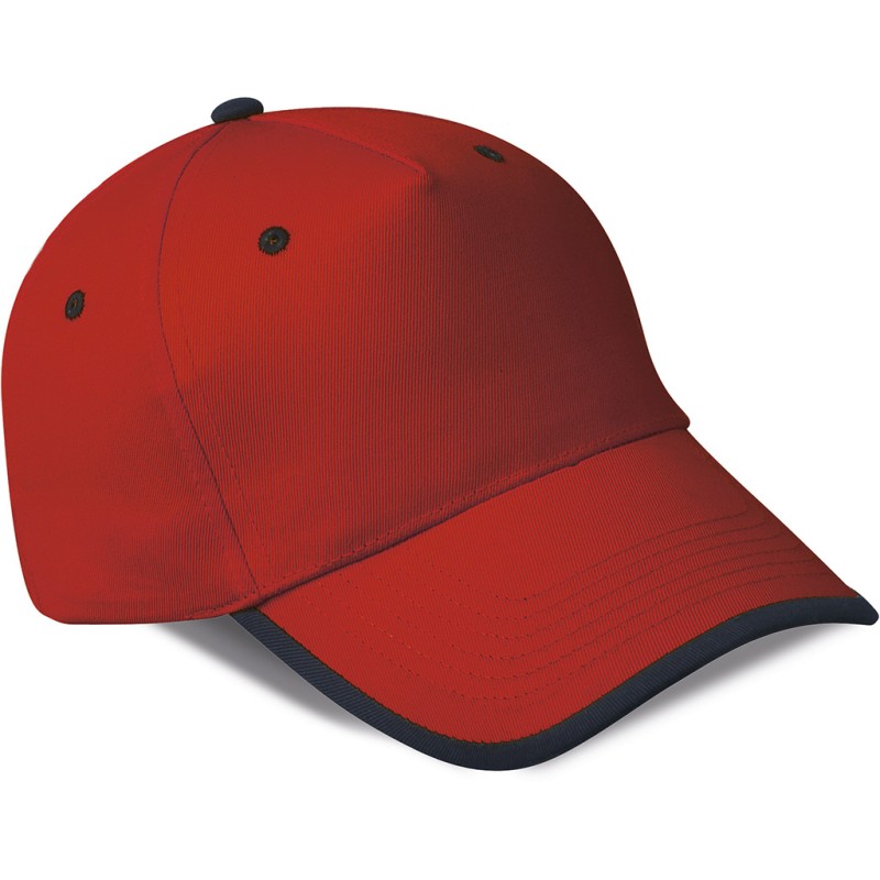 Cappellino 5 pannelli rosso/blu navy personalizzato K18041R/NY Cappellino 5 pannelli rosso/blu navy personalizzato K18041R/NY