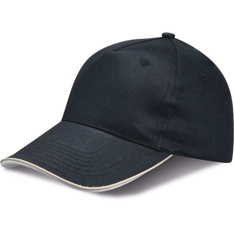 Cappellino 5 pannelli nero personalizzato K18045N