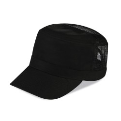 Cappellino militare mesh in cotone e poliestere nero personalizzato K18056N