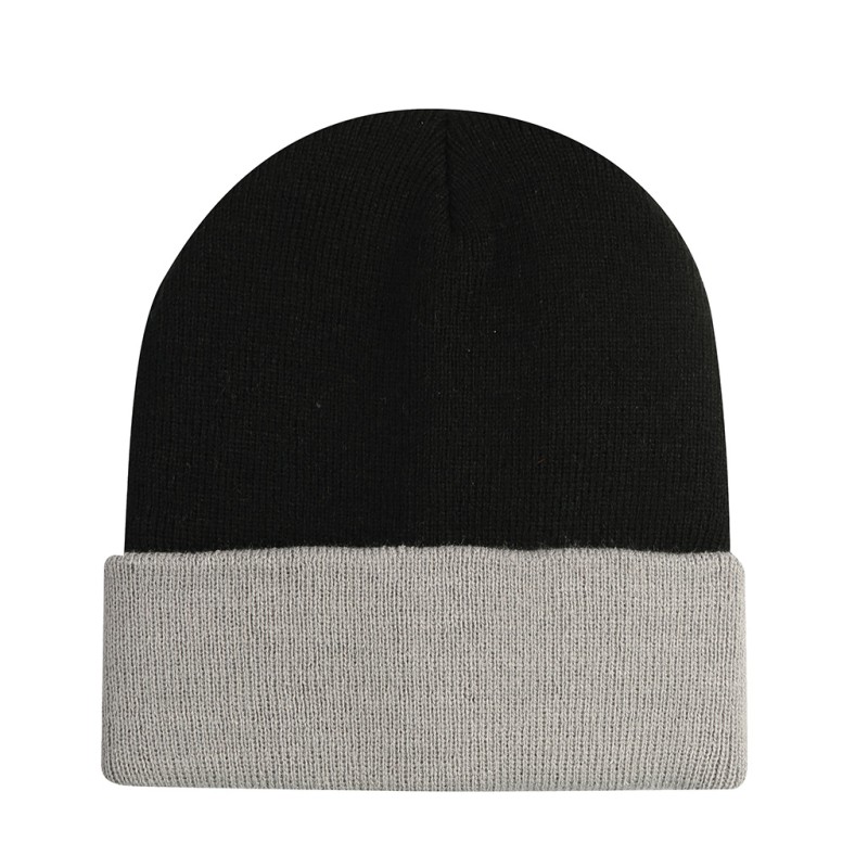 Cappellino zuccotto in acrilico nero/grigio personalizzato K18070N/GR