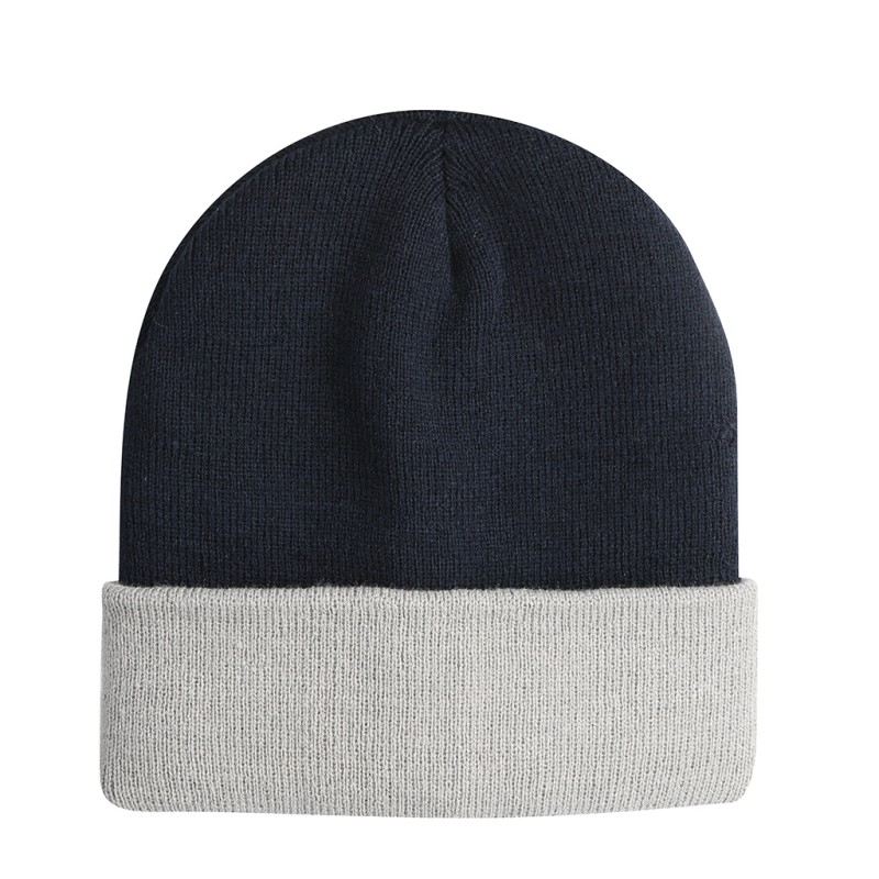 Cappellino zuccotto in acrilico blu navy/grigio personalizzato K18070NY/GR