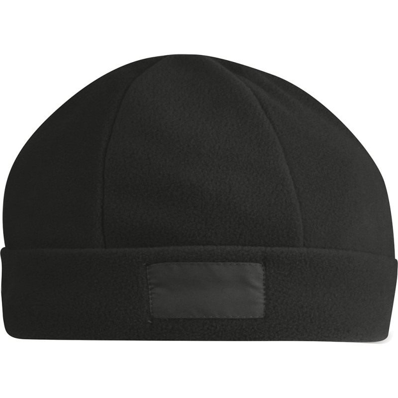 Cappellino zuccotto in pile nero personalizzato K18077N