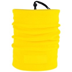 Fascia multiuso in pile con targhetta in poliestere giallo personalizzato K18112G Fascia multiuso in pile con targhetta in poliestere giallo personalizzato K18112G