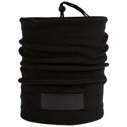 Fascia multiuso in pile con targhetta in poliestere nero personalizzato K18112N Fascia multiuso in pile con targhetta in poliestere nero personalizzato K18112N