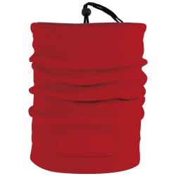 Fascia multiuso in pile con targhetta in poliestere rosso personalizzato K18112R Fascia multiuso in pile con targhetta in poliestere rosso personalizzato K18112R