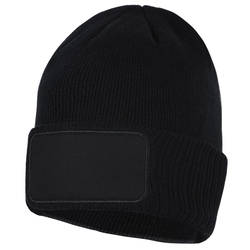 Cappellino zuccotto doppio strato in acrilico con targhetta nero personalizzato K18115N