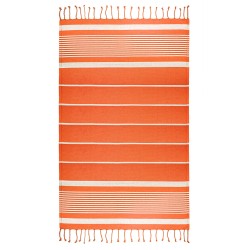 Telo da mare e pareo stile fouta in cotone riciclato arancione personalizzato K18127A Telo da mare e pareo stile fouta in cotone riciclato arancione personalizzato K18127A