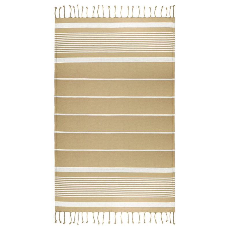 Telo da mare e pareo stile fouta in cotone riciclato beige personalizzato K18127BE