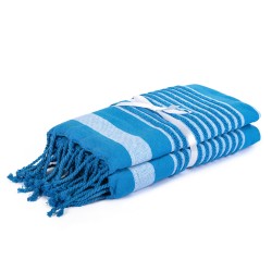 Telo da mare e pareo stile fouta in cotone riciclato blu sky personalizzato K18127SK