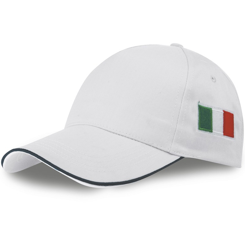 Cappellino 5 pannelli bianco personalizzato K18144B Cappellino 5 pannelli bianco personalizzato K18144B