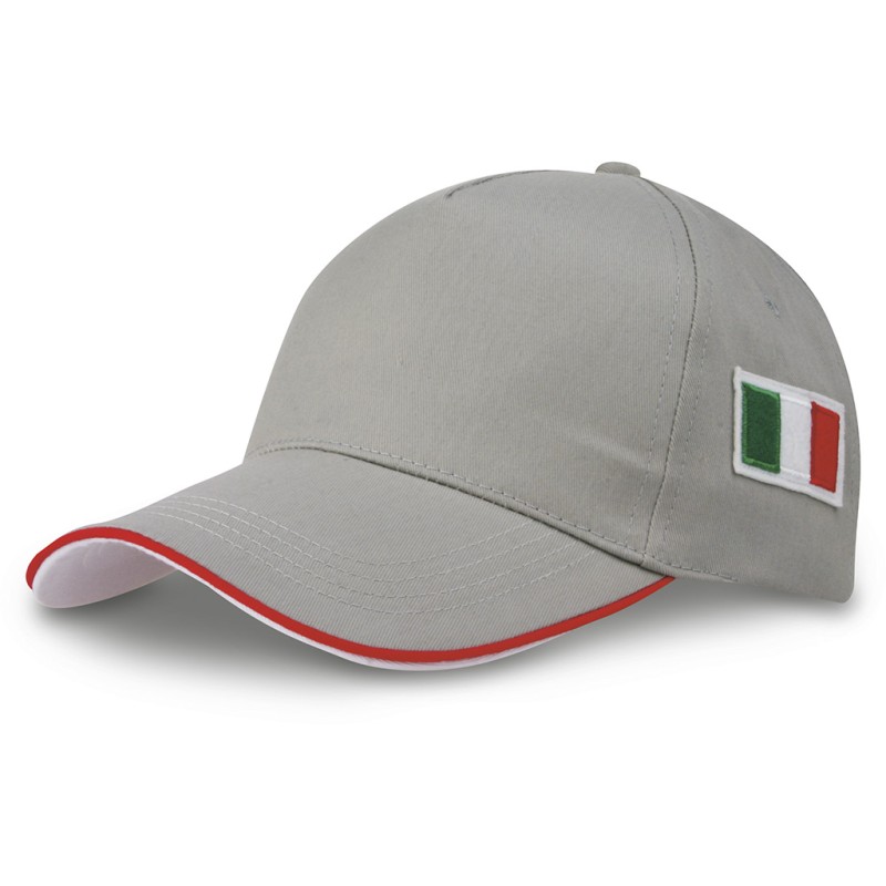 Cappellino 5 pannelli grigio personalizzato K18144GR Cappellino 5 pannelli grigio personalizzato K18144GR
