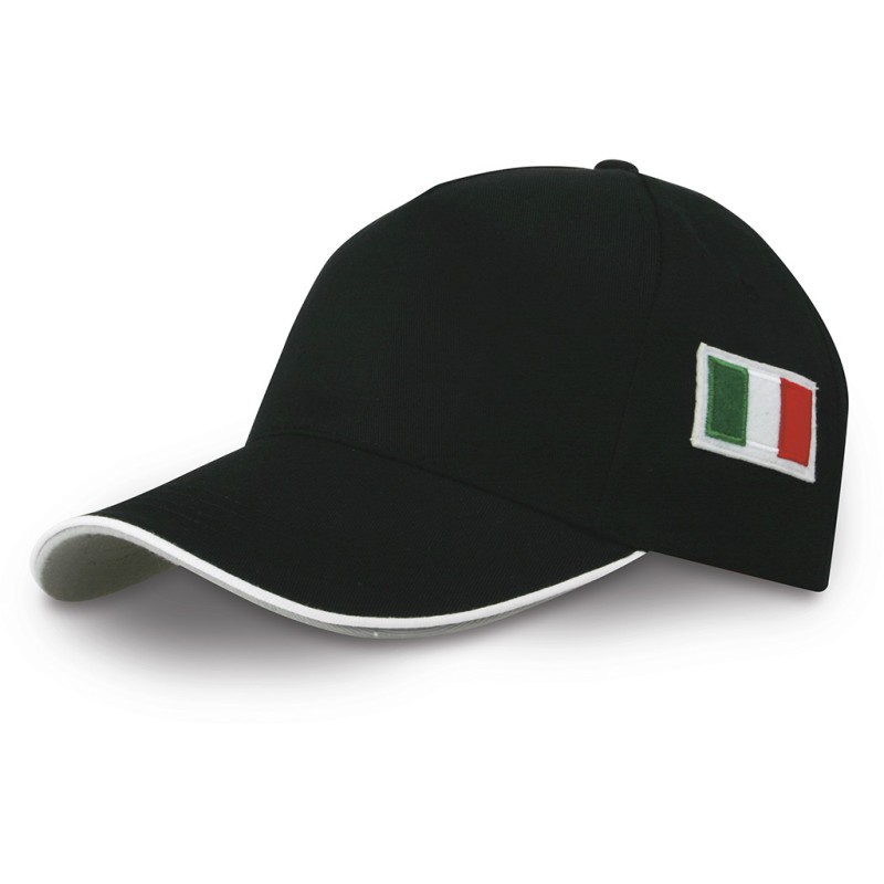 Cappellino 5 pannelli nero personalizzato K18144N Cappellino 5 pannelli nero personalizzato K18144N
