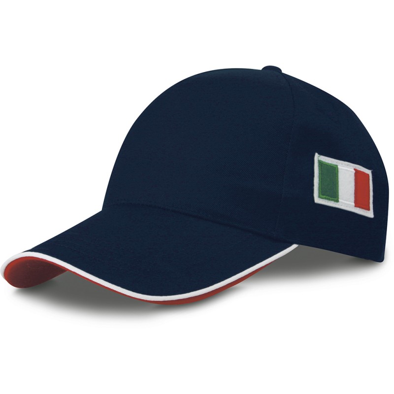 Cappellino 5 pannelli blu navy personalizzato K18144NY Cappellino 5 pannelli blu navy personalizzato K18144NY