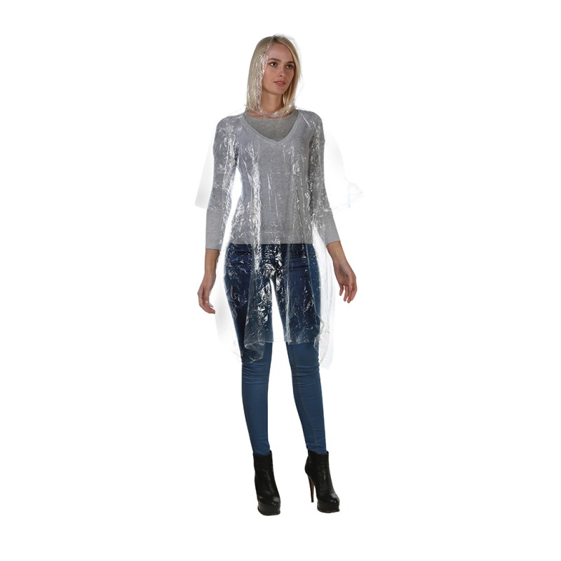 Poncho impermeabile in pe e pvc blu royal personalizzato K18507BL