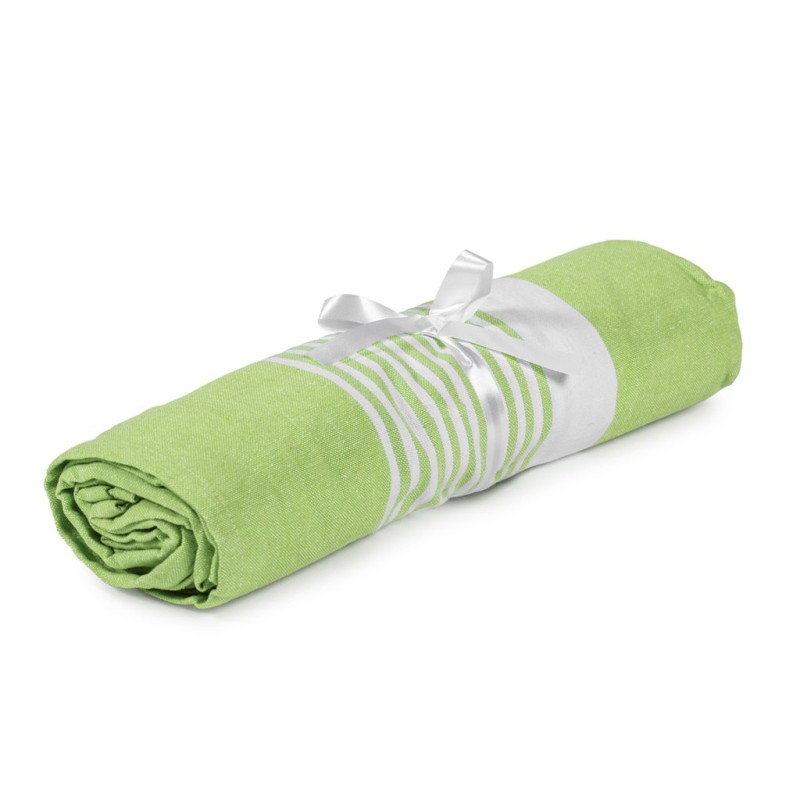 Telo copri lettino da mare in cotone e poliestere verde acido personalizzato K18303VA