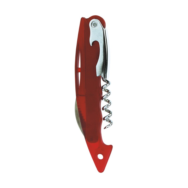 Cavatappi in plastica trasparente/rosso personalizzato L19016TR/R
