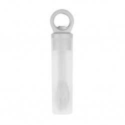 Apribottiglie con set posate in metallo e plastica bianco personalizzato L19004B Apribottiglie con set posate in metallo e plastica bianco personalizzato L19004B