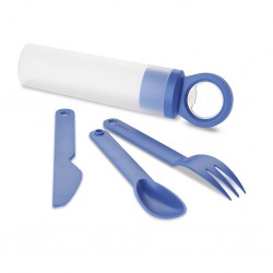 Apribottiglie con set posate in metallo e plastica blu royal personalizzato L19004BL Apribottiglie con set posate in metallo e plastica blu royal personalizzato L19004BL