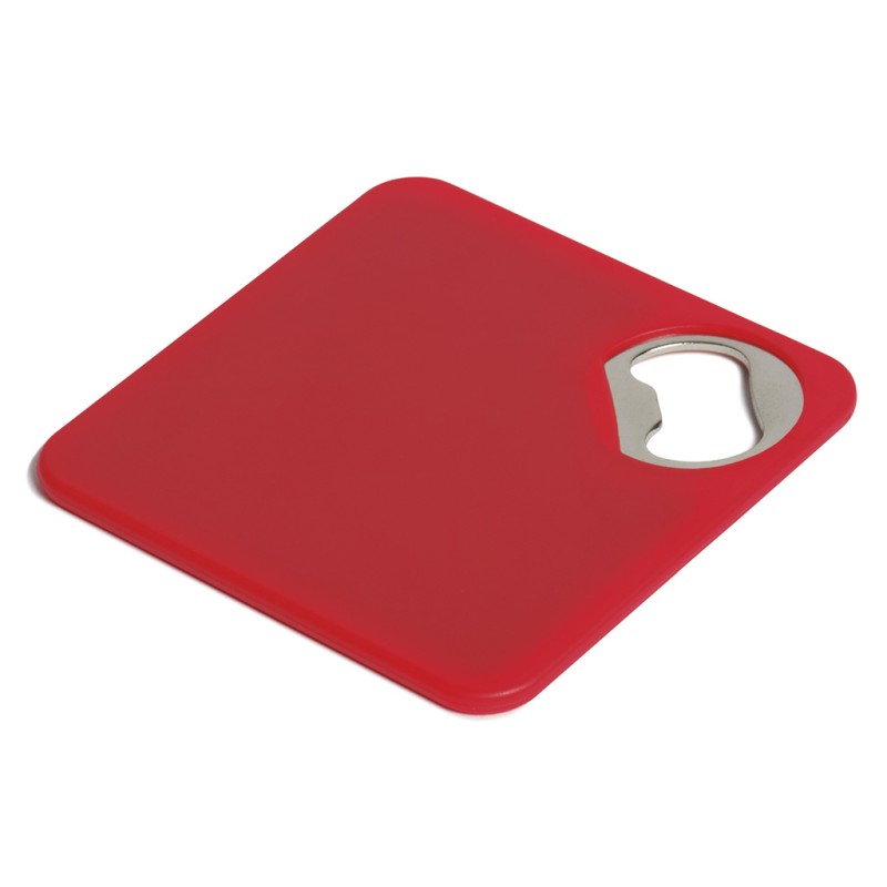 Sottobicchiere in plastica e metallo rosso personalizzato L19027R