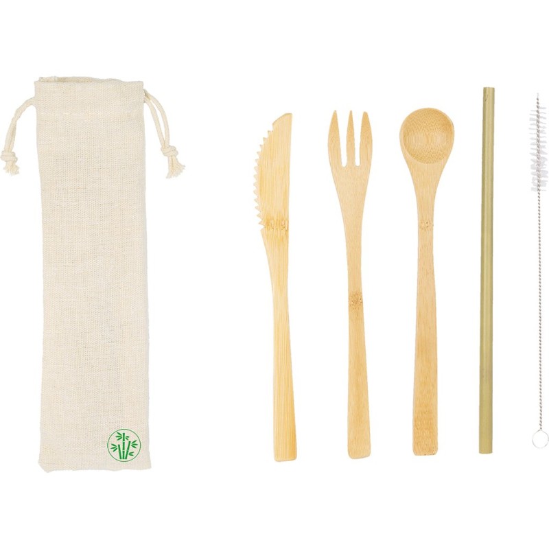 Kit posate ecocompatibili in bamboo personalizzato L19032 Kit posate ecocompatibili in bamboo personalizzato L19032