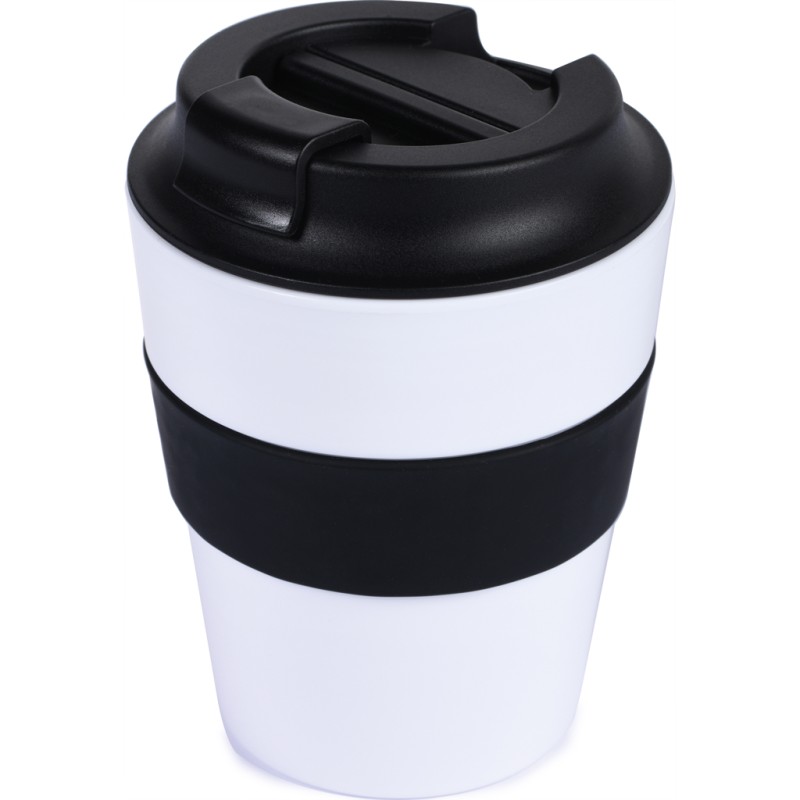 Tazza da viaggio in pp nera personalizzata L19037N