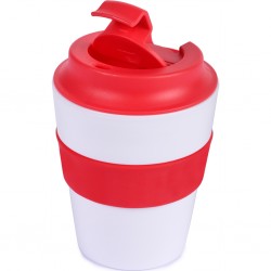 Tazza da viaggio in pp rossa personalizzata L19037R Tazza da viaggio in pp rossa personalizzata L19037R
