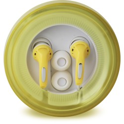 Auricolari in plastica giallo personalizzato M20031G