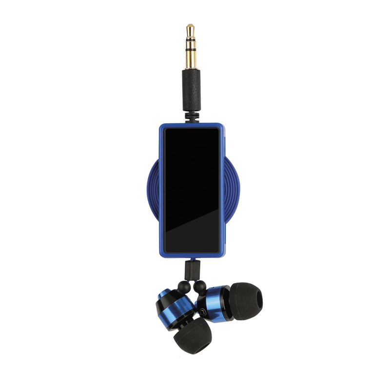 Auricolari in plastica blu royal personalizzato M20038BL