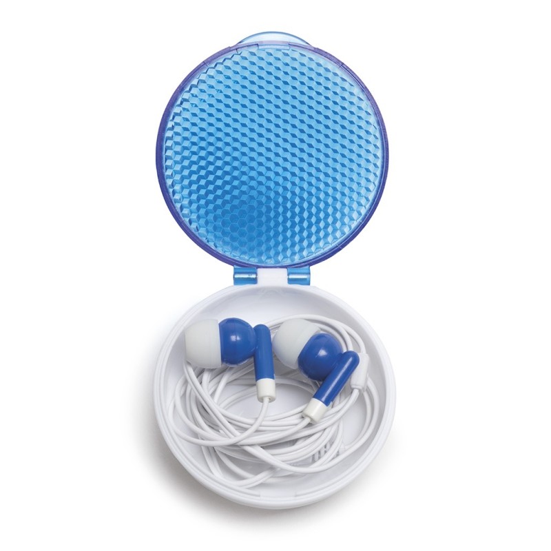Auricolari in plastica blu royal personalizzato M20042BL