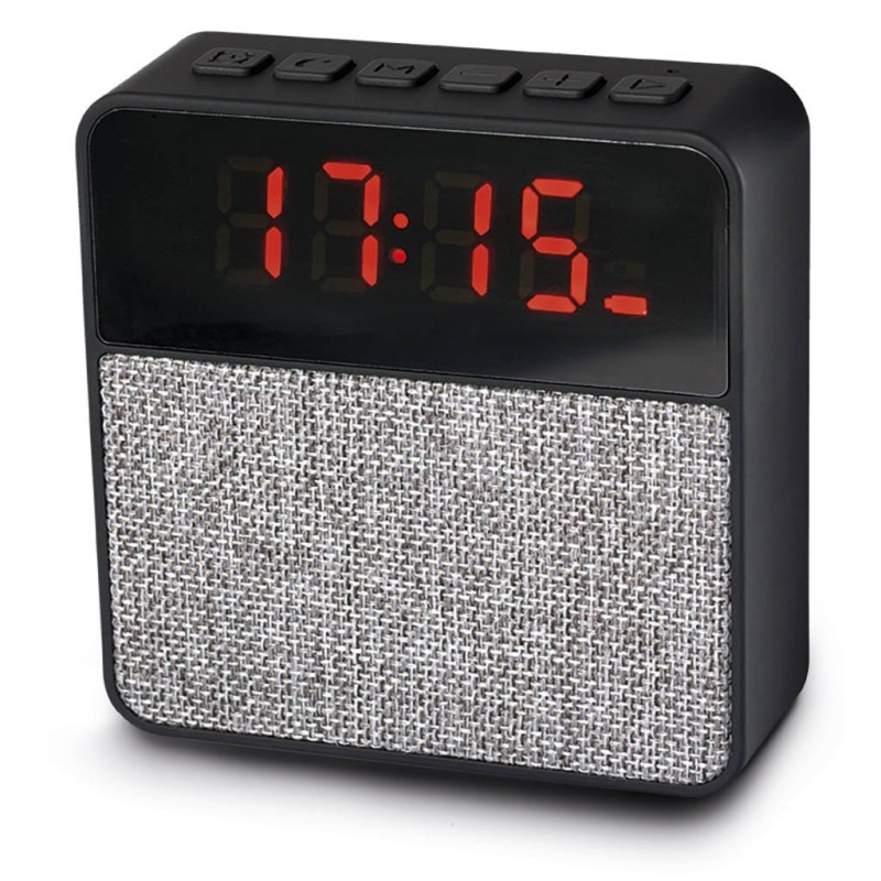 Diffusore bluetooth con orologio e radio fm autoscan in plastica personalizzato M20053
