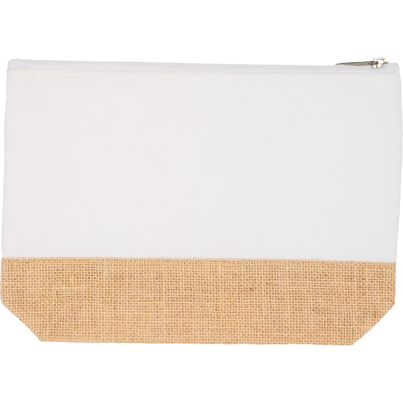Astuccio in iuta e cotone canvas bianco personalizzato Q24470B