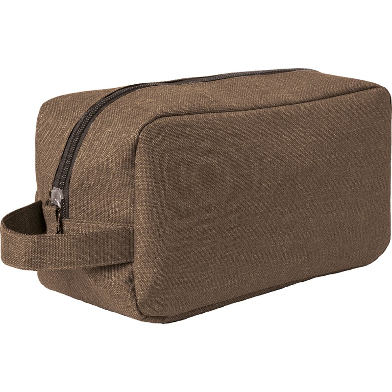 Beauty case melange in poliestere marrone personalizzato Q24479M