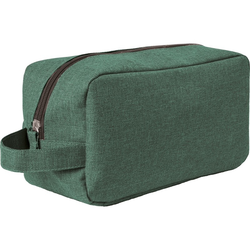 Beauty case melange in poliestere verde personalizzato Q24479V